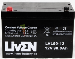 Batería 12 Voltios 90 Amperios Liven Battery LVL90-12